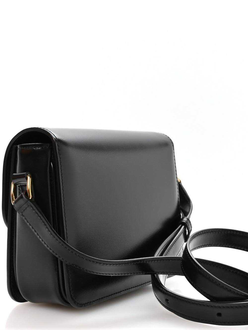 New! MSRP $4250 Authentic CELINE TRIOMPHE BAG IN BLACK Shiny Calfskin BLACK - Picture 9 of 16